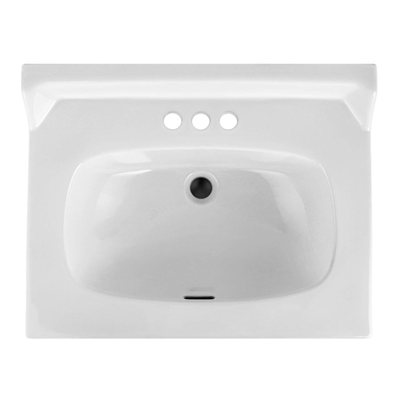 Fine Fixtures 25" x 19" Ceramic Vanity Sink Top with Raised Back – High Gloss Finish, 3-Hole Faucet Compatible, 26" x 20"
