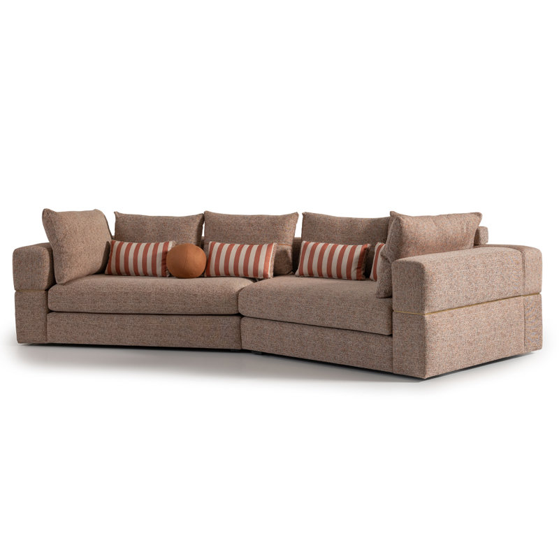 Amora Sectional, Brown Polyester Blend