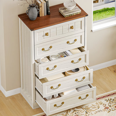 Farmhouse 5 Drawers Dresser for Bedroom, 48