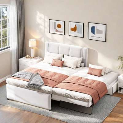 Upholstery Platform Bed With Multifunctional Trundle