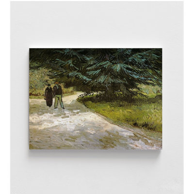 "Jardin public avec couple et sapin bleu" par Vincent Van Gogh, reproduction d'art de Van Gogh Trees