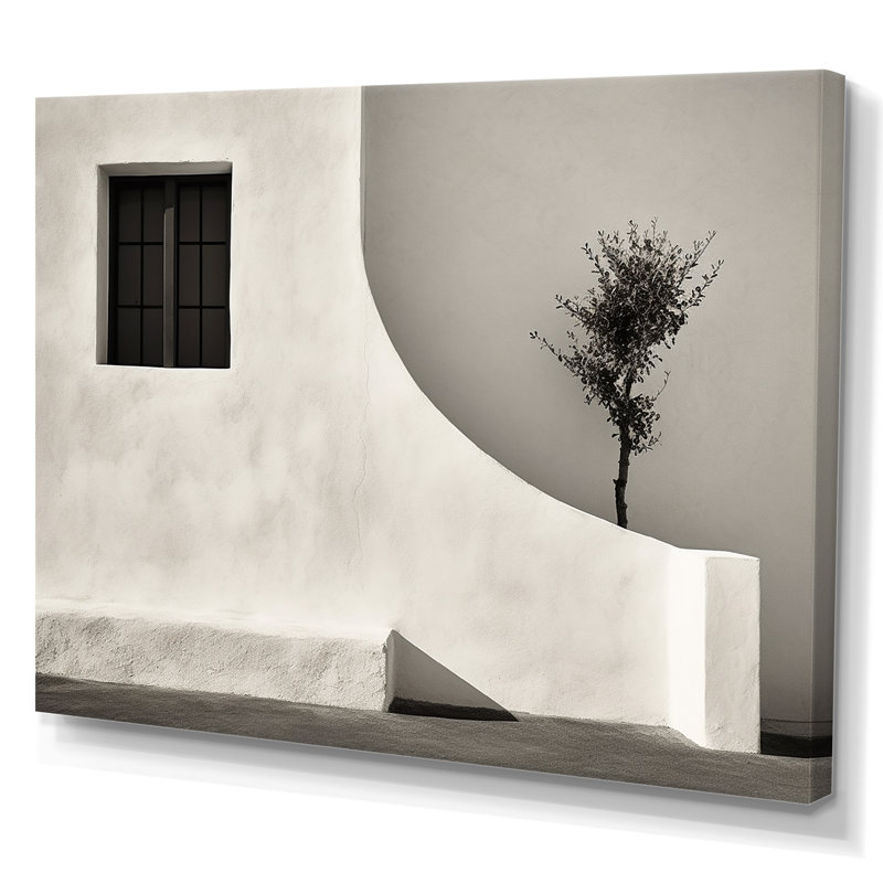«Black and White Beach House Horizon - Beach and Ocean, art mural sur toile, Toile tendue, 34" H x 44" W