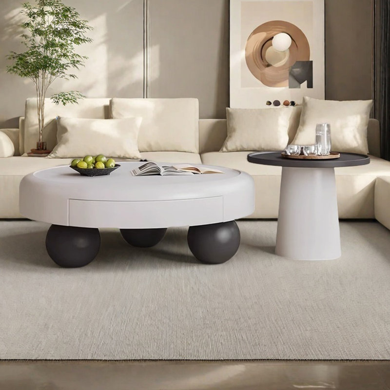 Table basse ronde de style crème moderne