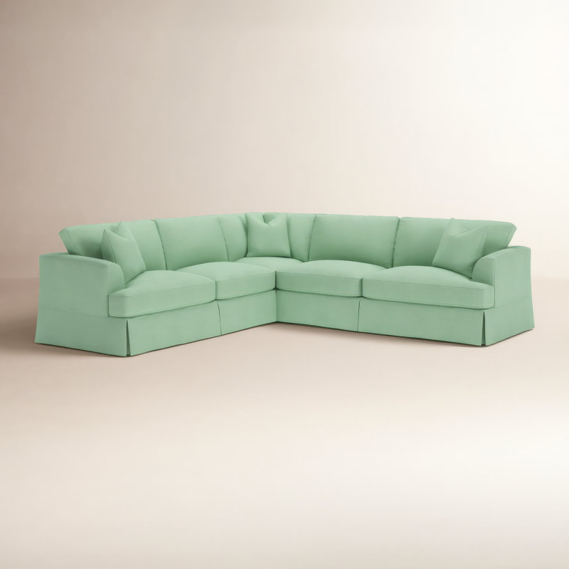 Lucia 4-Piece Slipcovered Sectional, Bayou Spray Canvas, Left Hand Facing