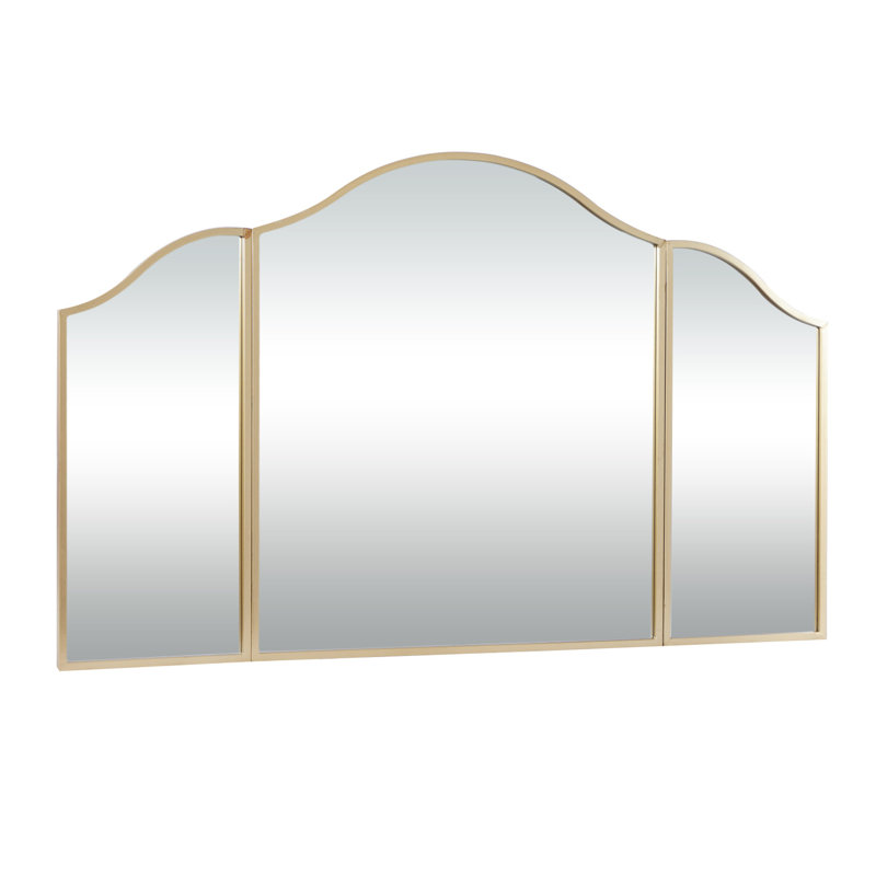 Fransen Metal Arched Gold Wall Mirror with Folding Sides