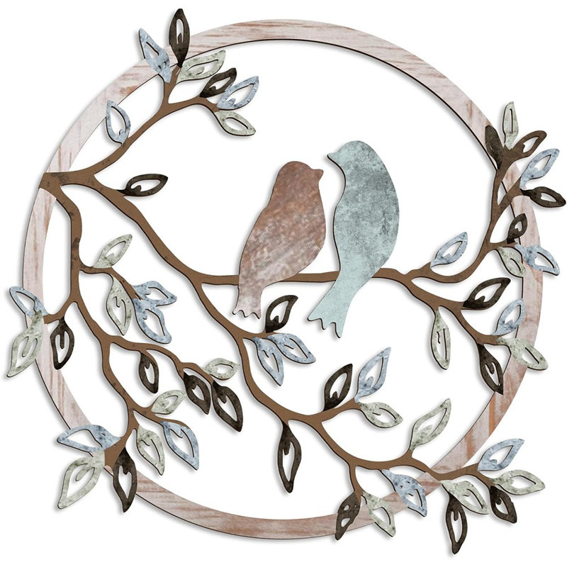 Ferraycle Metal Wall Art Bird On Tree Branch Bird Wall Silhouette Bird Wall Art Decor For Living Room Garden Bedroom Office Home Wall Housewarming Party Decor (fresh Color)