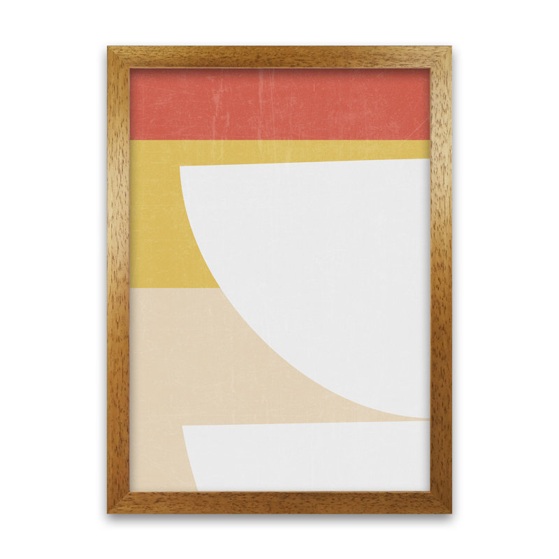 Colourful Mid Century Modern B - Print, Oak Frame, 30cm H x 21cm W x 3cm D