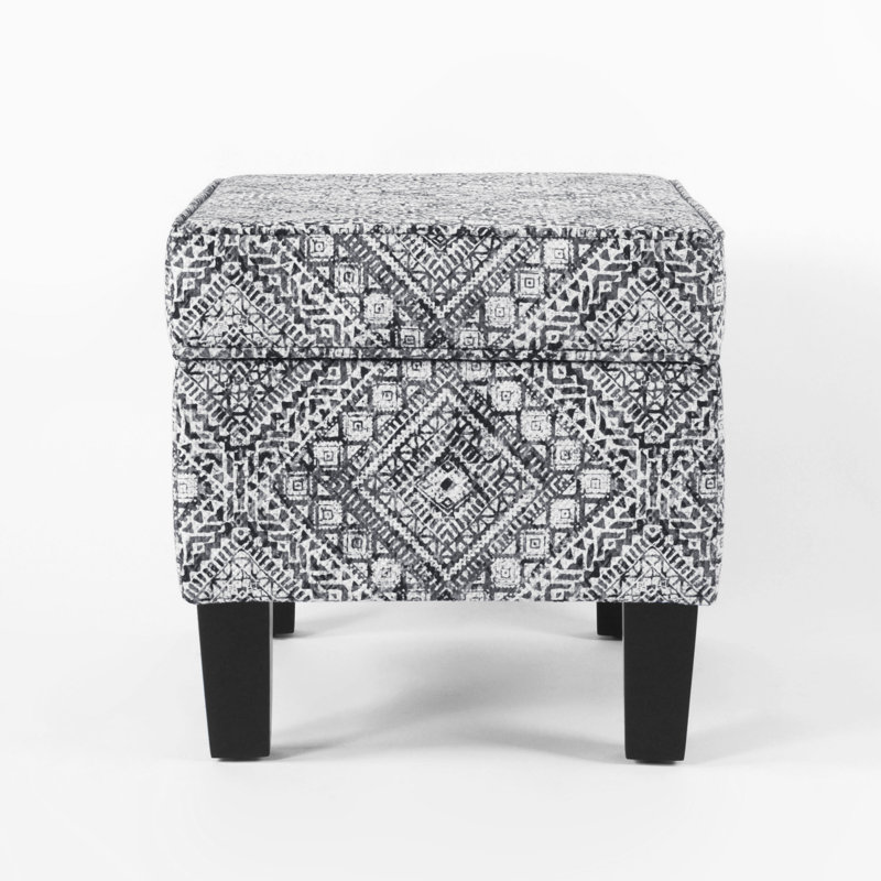 Gorton Medium Storage Ottoman, Gray Damask