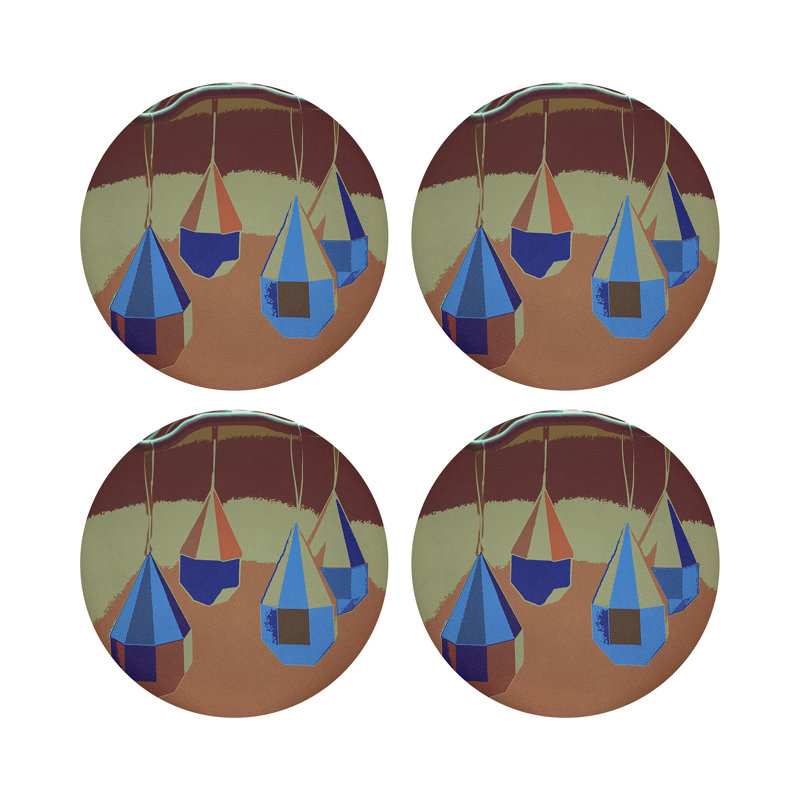 Ornaments Pebble 16" Vinyl Placemat, Mustard Red