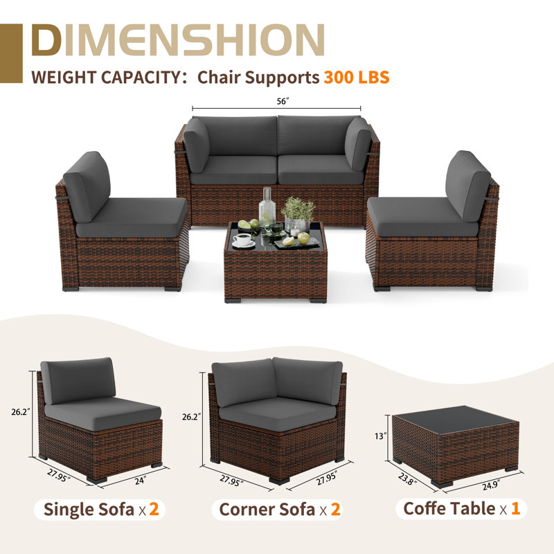 Waldman 4 - Person Outdoor Seating Group with Cushions, Gray, No