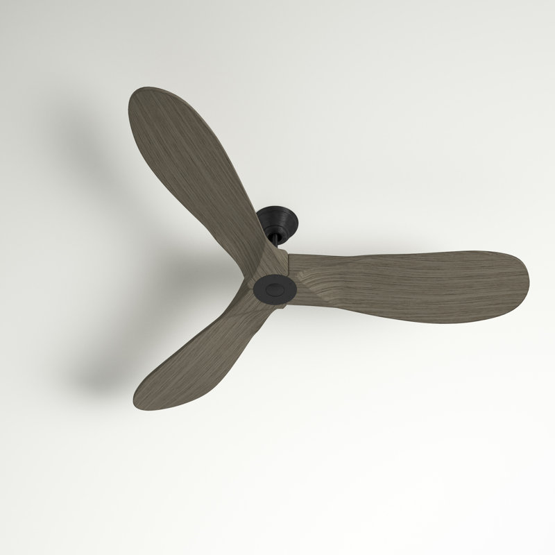Ventilateur de plafond 3 pales avec télécommande Obsidian, Étain vieilli avec pales en chêne patiné, 60 pouces