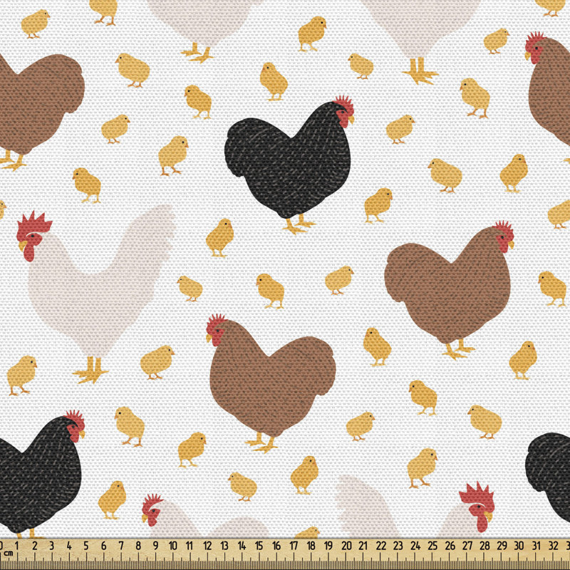 Tissu poule et poussins Ambesonne, l 58 po x L 72 po