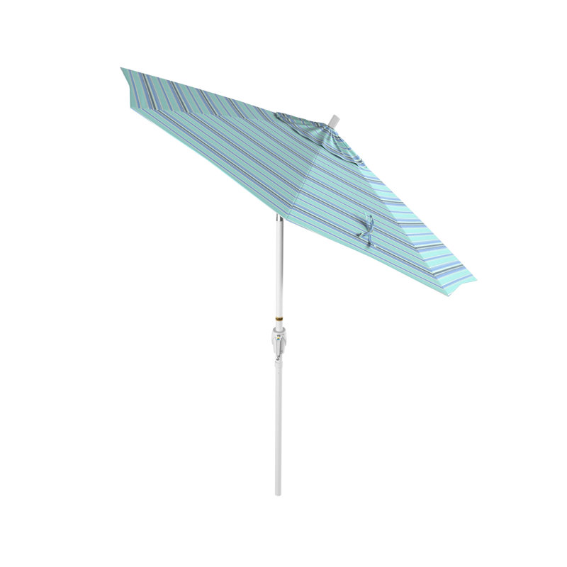 Parasol de marché 7,5', Sunbrella® Dolce à rayures oasis, Blanc, Sunbrella®