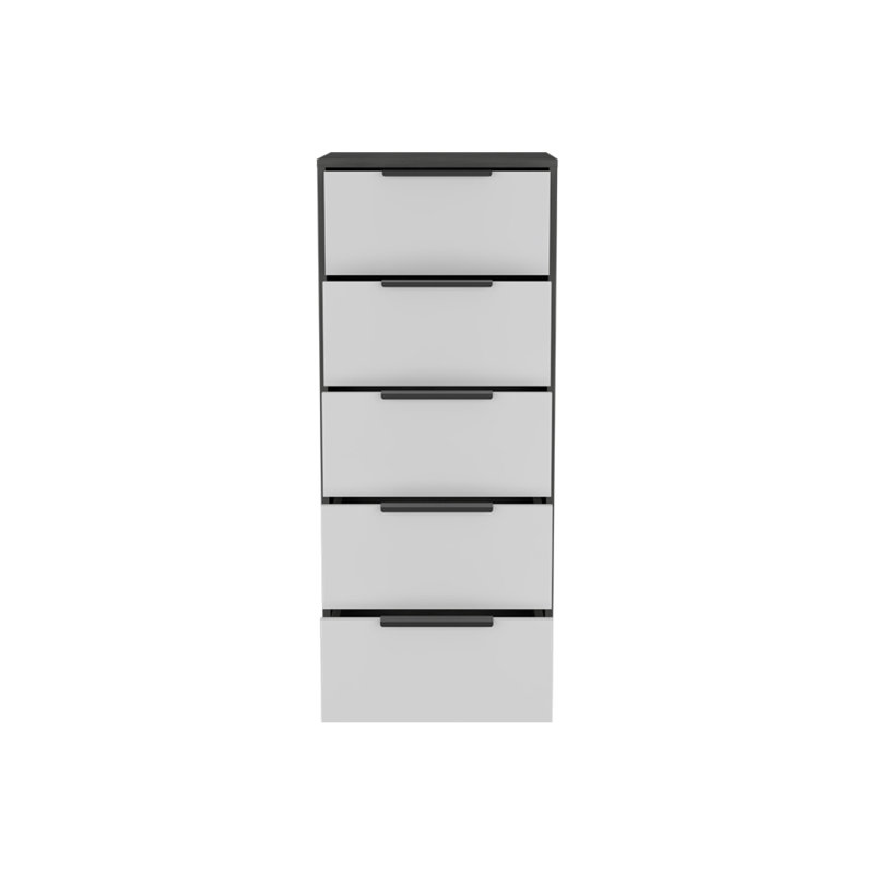 Commode 5 tiroirs Modern, Blanc / gris