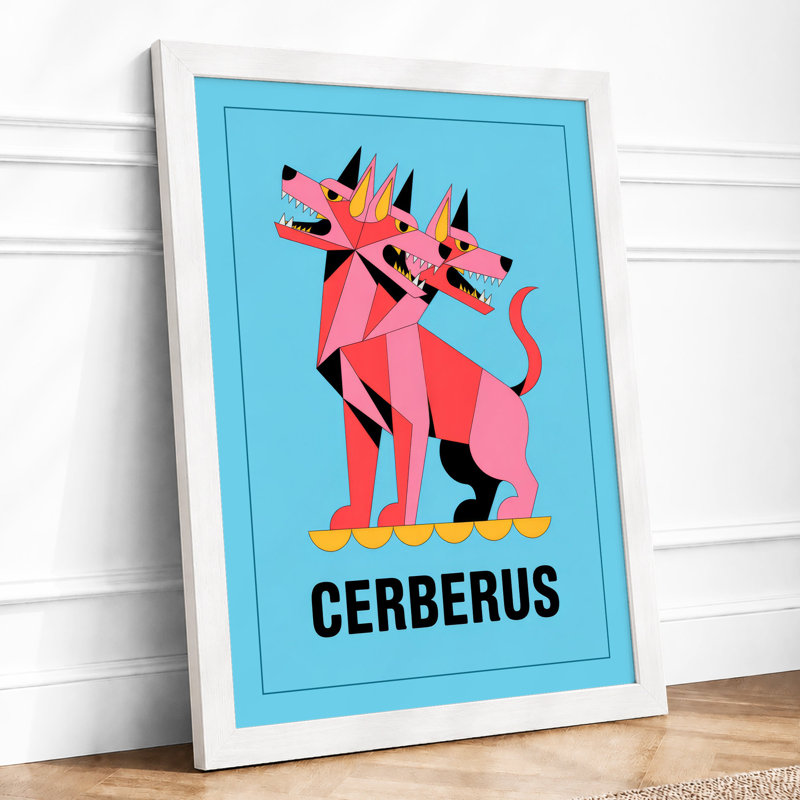 Cerberus Modern Geometric - Framed Print, A4 - 29.7 x 21.0 cm, White