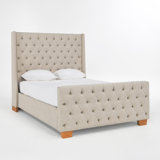 Laurent Fabric Tufted Queen Bed In Beige