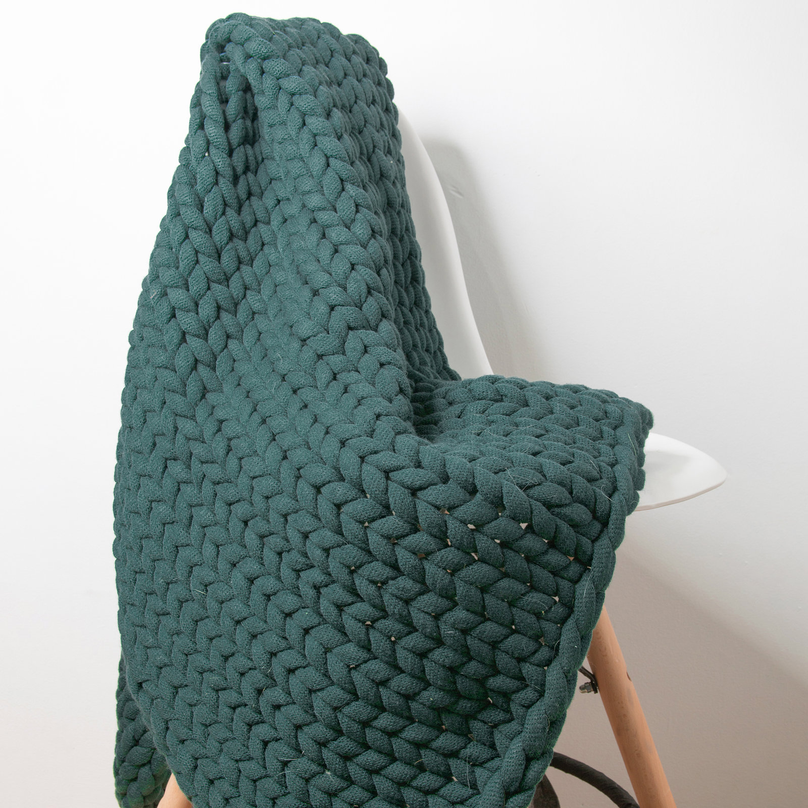 Maxine Acrylic Chunky Knit Throw Blanket, Emerald