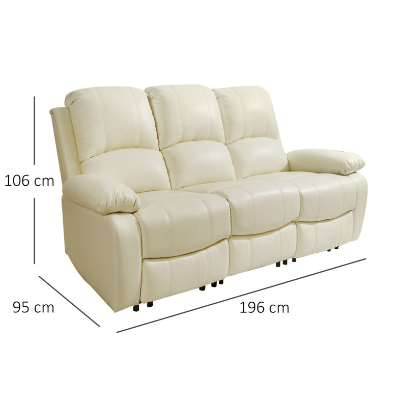 2 Piece Faux Leather Reclining Living Room Set, White