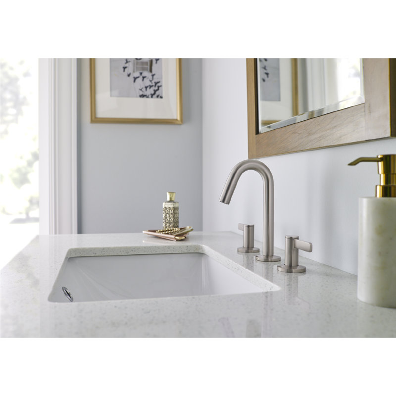 Amalfi Widespread Bathroom Faucet with Drain Assembly, Brushed Nickel