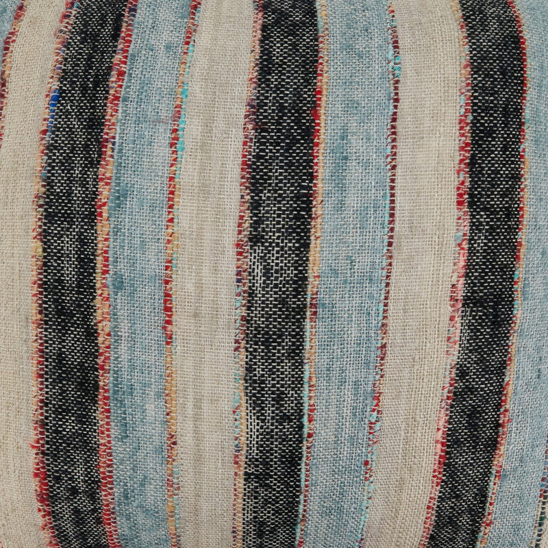 Luxe Striped Cotton Throw Pillow in Blue, Black, and Tan - 27" x 24.5"