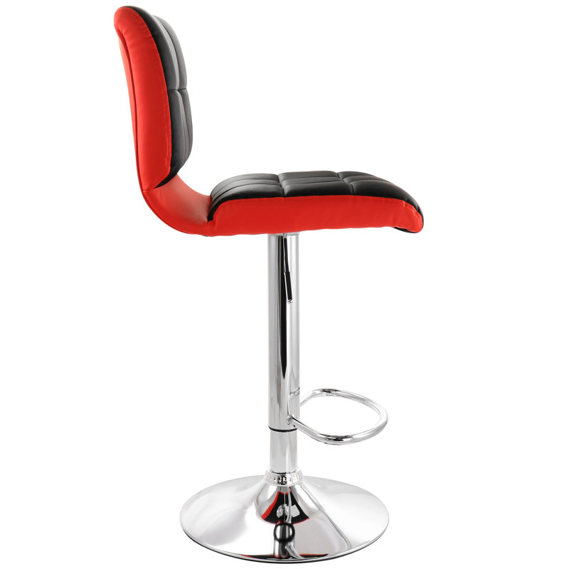 Red and Black Faux Leather Adjustable Swivel Bar Stool Set