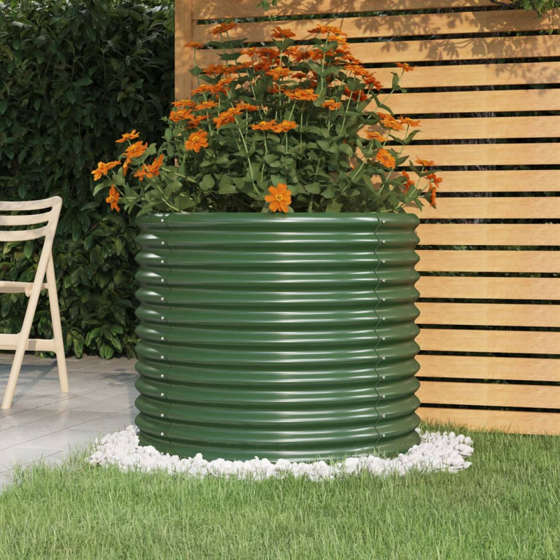 Garden Raised Bed Powder-coated Steel, Green, 14.17" H x 39.37" W x 39.37" D
