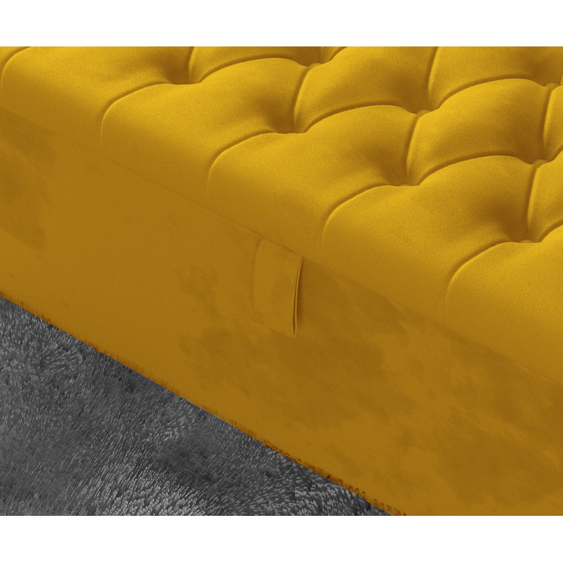 Candace 102cm Wide Tufted Rectangle Storage Ottoman with Hydrolic Arm, Turmeric