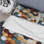 Ensemble de housse de couette géométrique orange et gris Hexagons Angularity II - Microfibre de polyester-202166525