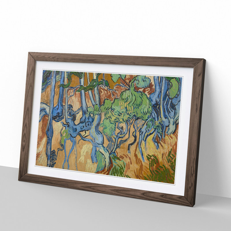 Tree Roots by Vincent Van Gogh - Picture Frame Painting, 48cm H x 65cm W x 2cm D, Walnut