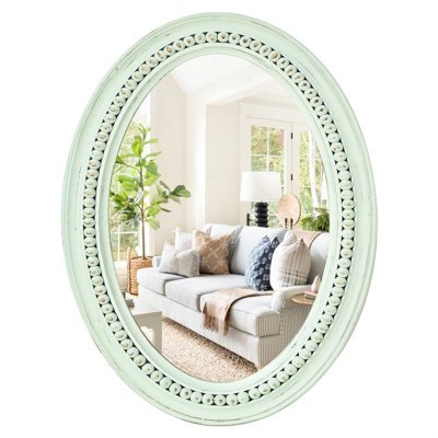  Wood Oval Mirrors for Wall,Rustic Decorative Farmhouse Boho Wall Mirror for  Bathroom