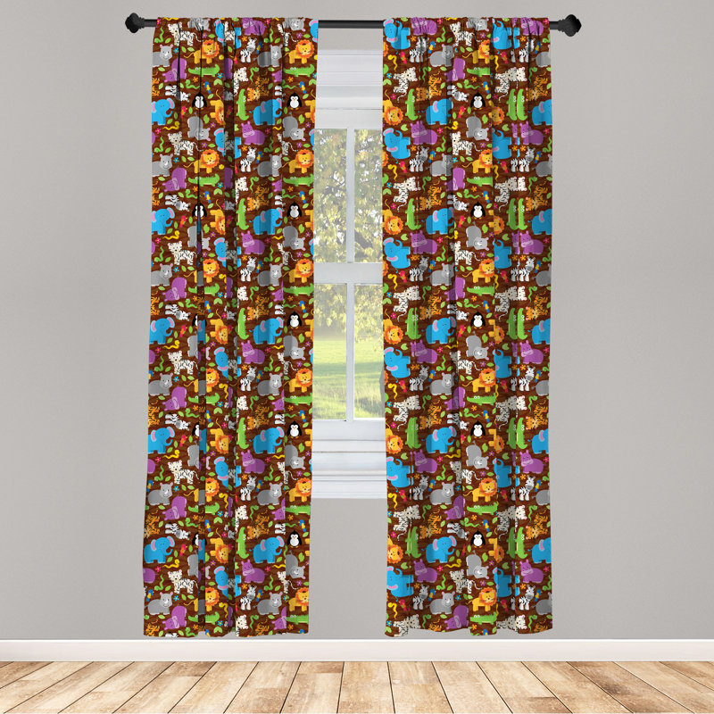 Animal Semi-Sheer Rod Pocket Curtain Panels, 28" x 84"