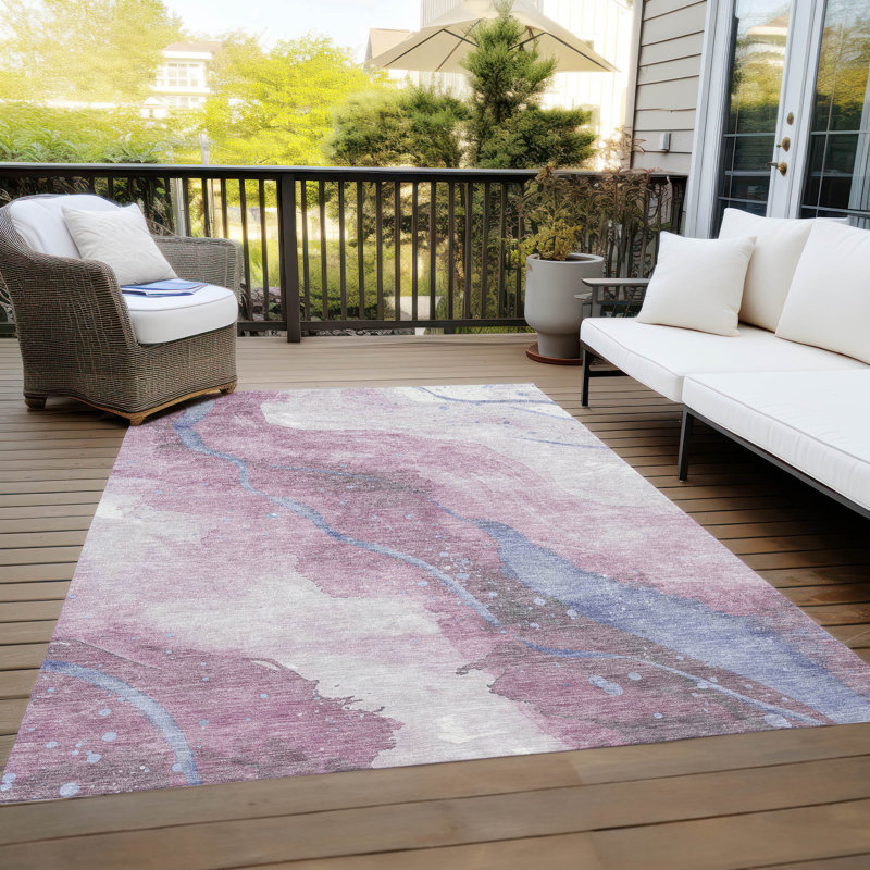 Machine Washable Indoor/Outdoor Claudian ACN1532 Mauve Rug, Rectangle 10' x 14'