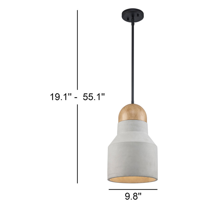 Luminaire suspendu 1 lumière Zac, H 16,50 po x l 9,80 po x P 9,80 po