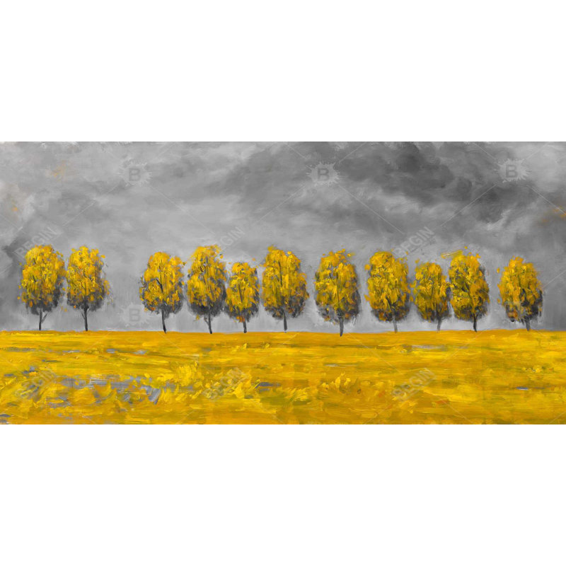 Trees in a field - 15.75"x31.50" Desk mat