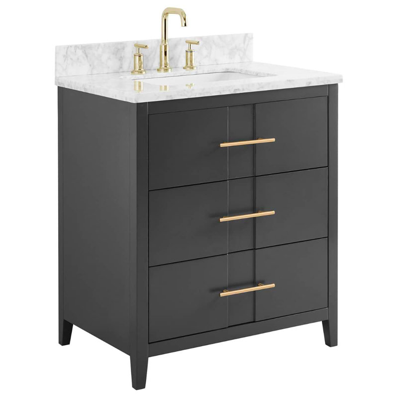 30 in. Single Vanity, Black, Gold