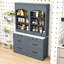 Ensemble de 2 grands garde-manger autoportants avec tablette réglable, plateau en faux marbre et tiroirs-509686595-509686592