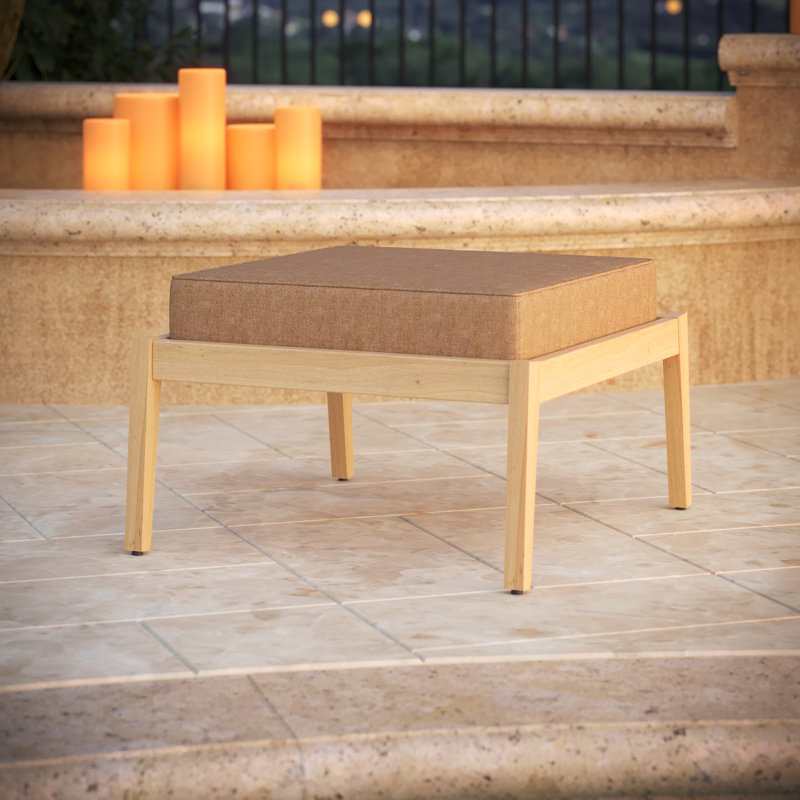Sunbrella® Outdoor Ottoman Cushion, Canvas Heather Beige Sunbrella® Canvas