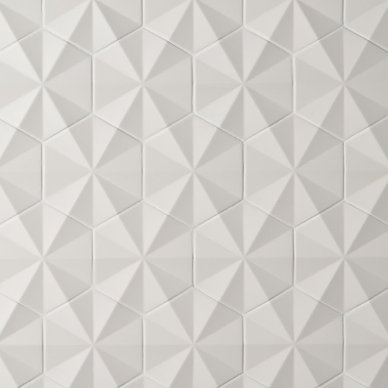 Ardor Ogassian 5.51 in. x 6.49 in. Metallic Porcelain Wall Tile (4.52 Sq. Ft. / Case), White