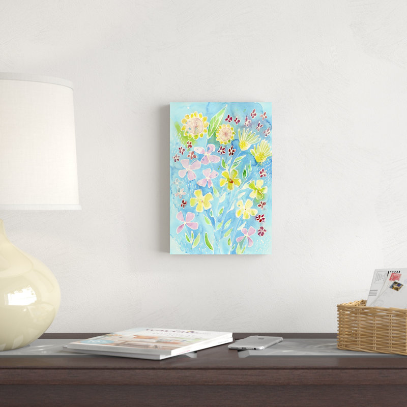 «Snappy Floral II» par Regina Moore - peinture sur toile tendue, H 12 po x l 8 po
