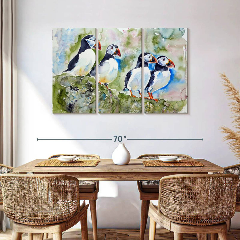 The Puffins On Stone I, 36" H x 57" W