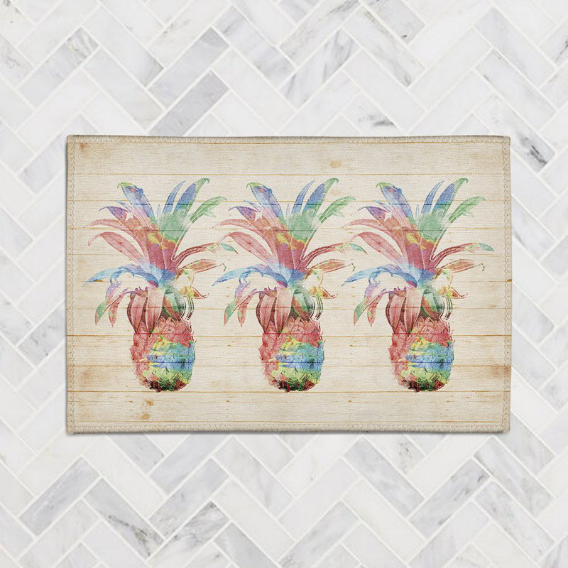 Colorful Pineapple Chenille Indoor Rug, Rectangle 5' x 7'