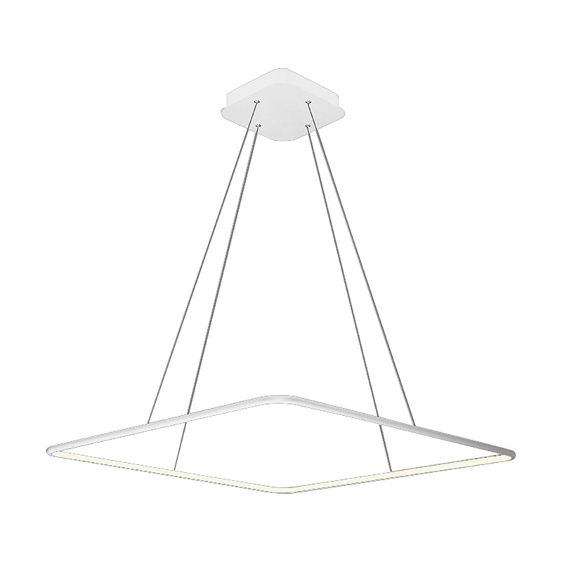 Bryand 1 - Light Black Square/Rectangle Pendant, White