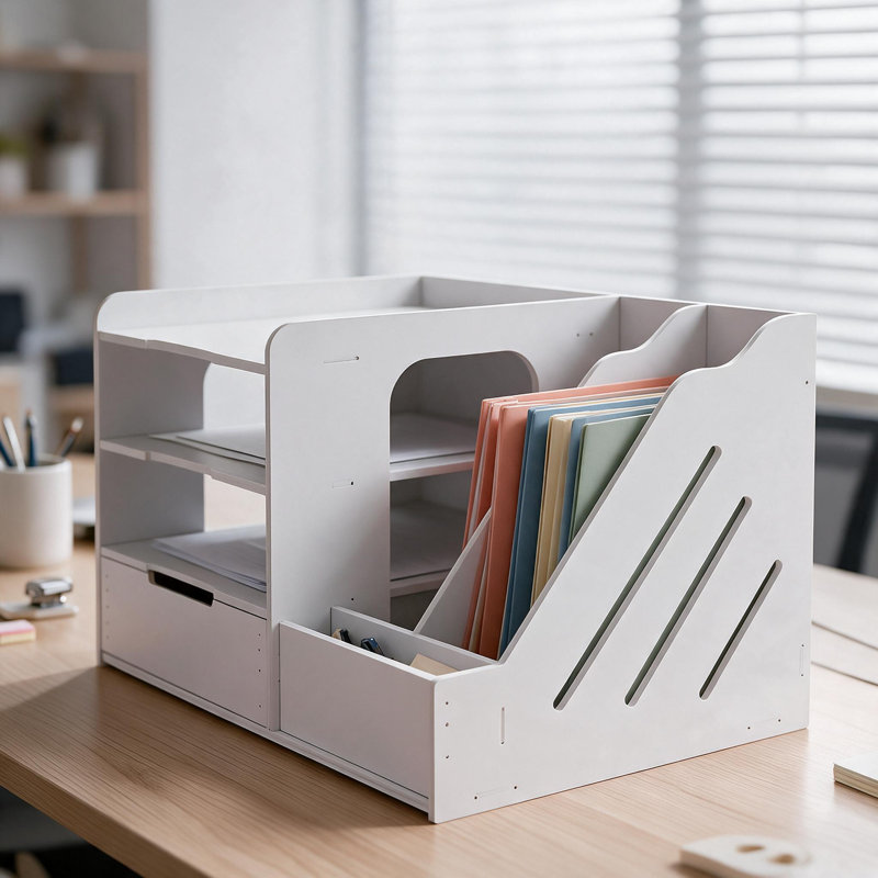 Organiseur de bureau - Trieur de documents avec tiroir, organisateur de bureau en PVC pour fournitures de bureau, porte-documents facile à assembler et peu encombrant