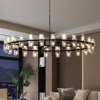 48 pouces en cristal pour la décoration intérieure, design noir luxueux, éclairage à DEL, plafonnier, câblé, écoénergétique, blanc chaud 2700k, salon et salle à manger design 48 W 3, facile à installer