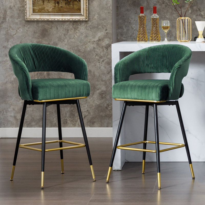 Tabouret de bar rotatif 29,5 po Roellig, Vert