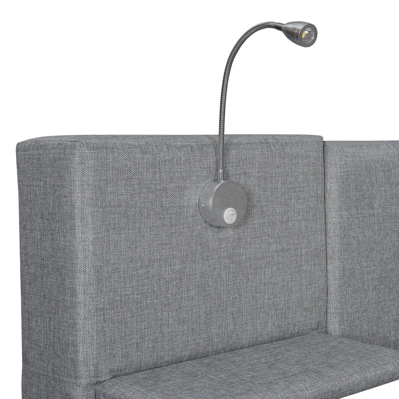 Lit plateforme tapissier Torin, Gris