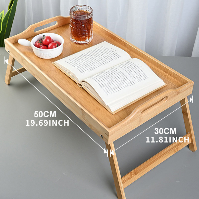 Bamboo Bed Tray Table Lap Breakfast Serving Table Laptop Desk with Foldable Legs