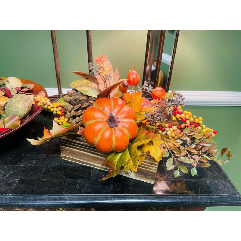 Pumpkin Centerpiece in Planter