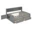 Full Size Wood Daybed with 2 Bedside Cabinets, Upper Shelves & 4 Storage Drawers, Grey-118661109