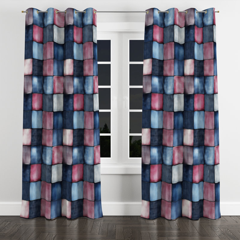 Rideau en velours Patchwork, Œillets dorés, L 52 po x L 63 po
